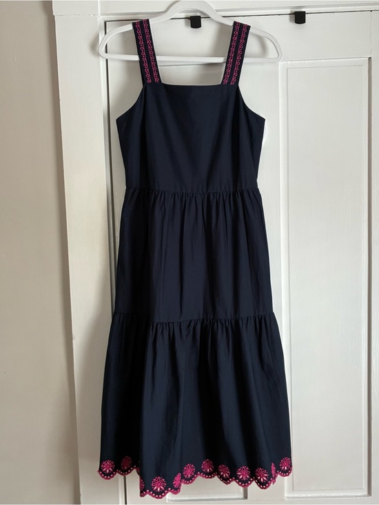 J. Crew Dresses & Skirts - J. Crew NWT Dress - midi tiered navy with pink embroidery- size 0